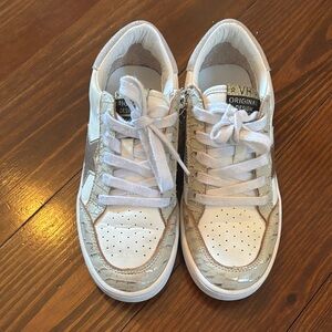Kids Vintage Havana White and Gold Sneakers